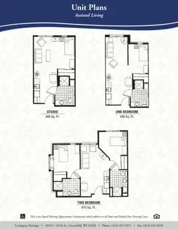 Floorplan of Lexington Heritage, Assisted Living, Greenfield, WI 1