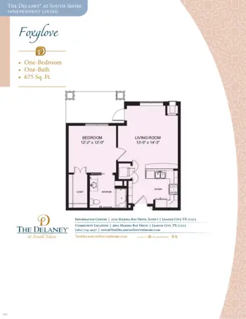 Floorplan of The Delaney at South Shore, Assisted Living, League City, TX 4