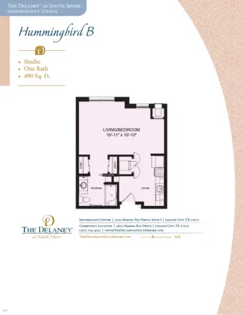 Floorplan of The Delaney at South Shore, Assisted Living, League City, TX 6