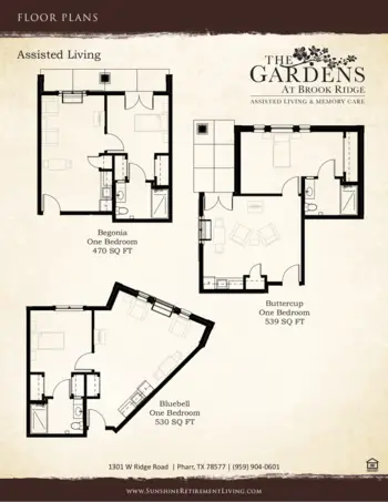 Floorplan of The Gardens at Brook Ridge, Assisted Living, Pharr, TX 2