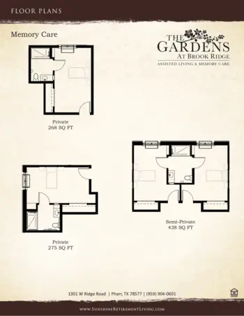 Floorplan of The Gardens at Brook Ridge, Assisted Living, Pharr, TX 4