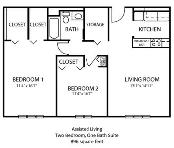 Floorplan of The Harbor Court, Assisted Living, Rocky River, OH 2