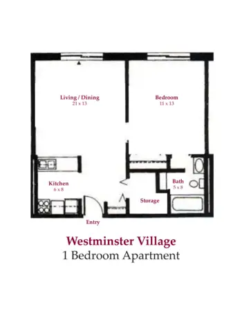 Floorplan of Westminster Village Kentuckiana, Assisted Living, Clarksville, IN 1