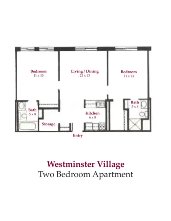 Floorplan of Westminster Village Kentuckiana, Assisted Living, Clarksville, IN 2
