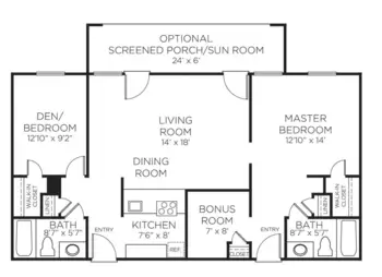 Floorplan of Abbotswood at Irving Park, Assisted Living, Greensboro, NC 6
