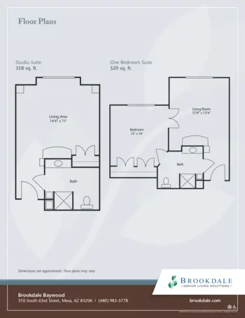 Floorplan of Brookdale Baywood, Assisted Living, Mesa, AZ 1
