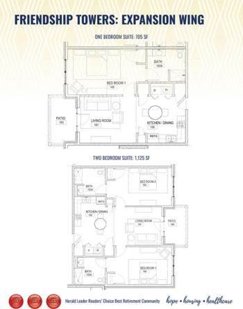 Floorplan of Friendship Towers, Assisted Living, Lexington, KY 1