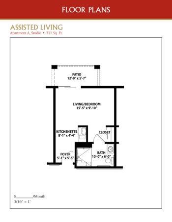 Floorplan of Nikkei Senior Gardens, Assisted Living, Arleta, CA 1