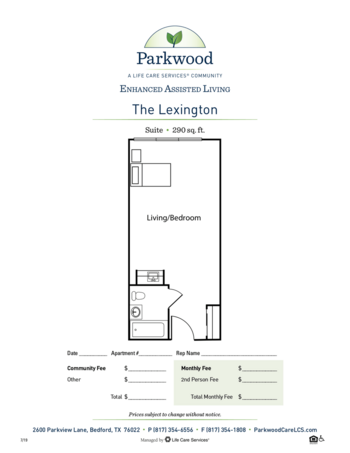 Floorplan of Parkwood Retirement, Assisted Living, Bedford, TX 5