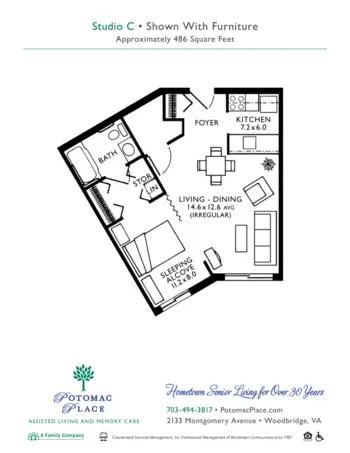 Floorplan of Potomac Place, Assisted Living, Memory Care, Woodbridge, VA 1