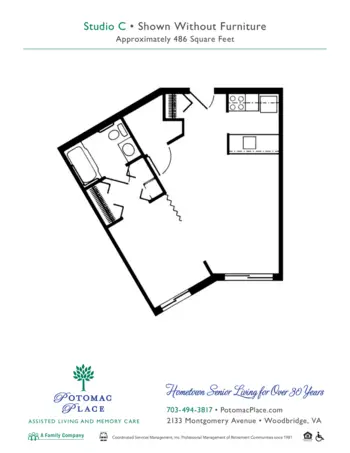 Floorplan of Potomac Place, Assisted Living, Memory Care, Woodbridge, VA 2
