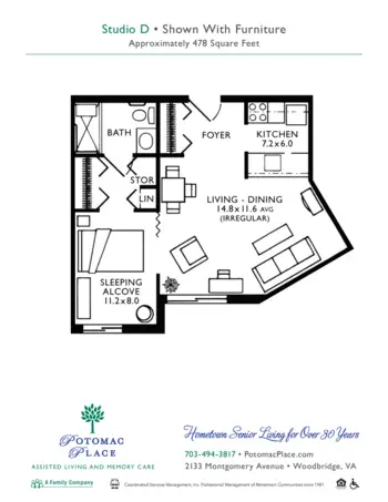 Floorplan of Potomac Place, Assisted Living, Memory Care, Woodbridge, VA 3