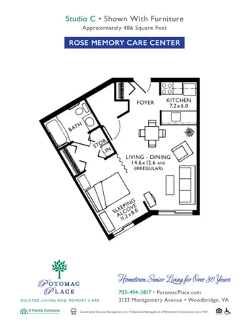 Floorplan of Potomac Place, Assisted Living, Memory Care, Woodbridge, VA 18