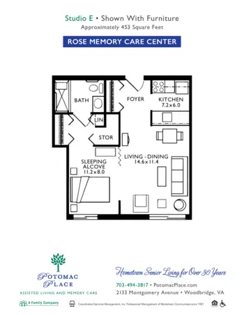 Floorplan of Potomac Place, Assisted Living, Memory Care, Woodbridge, VA 20