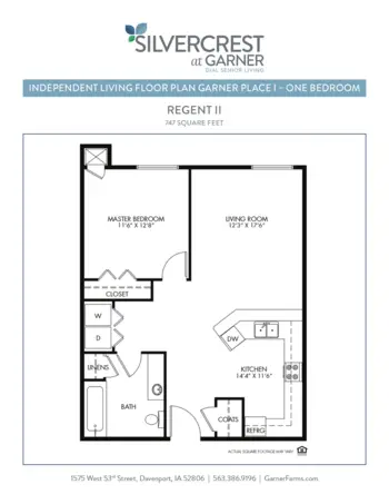 Floorplan of Silvercrest Garner, Assisted Living, Memory Care, Davenport, IA 2