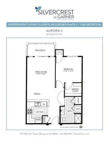 Floorplan of Silvercrest Garner, Assisted Living, Memory Care, Davenport, IA 20