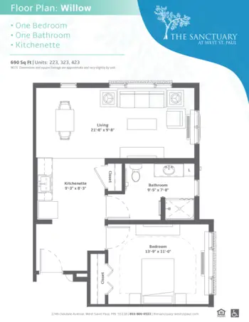 Floorplan of The Sanctuary at West St Paul, Assisted Living, Memory Care, West St Paul, MN 9