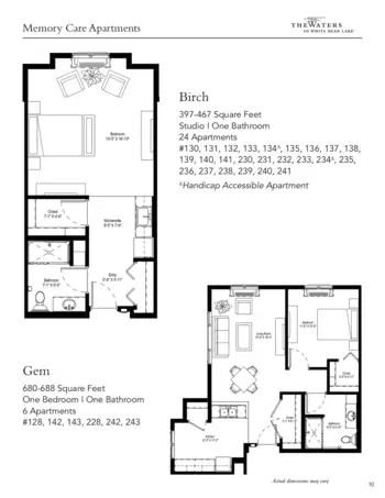 Floorplan of The Waters of White Bear Lake, Assisted Living, Memory Care, White Bear Lake, MN 12