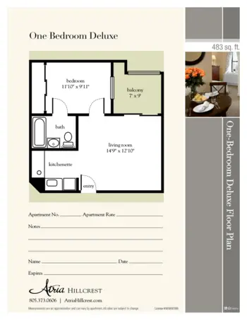 Floorplan of Atria Hillcrest, Assisted Living, Thousand Oaks, CA 3