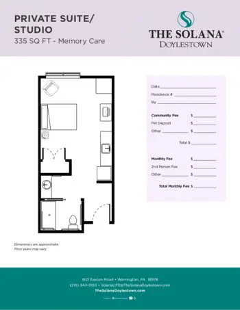 Floorplan of Atria Senior Living Doylestown, Assisted Living, Warrington, PA 1