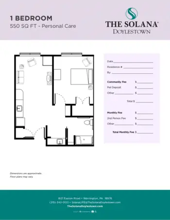 Floorplan of Atria Senior Living Doylestown, Assisted Living, Warrington, PA 6