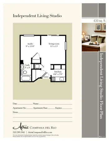 Floorplan of Atria Campana Del Rio, Assisted Living, Tucson, AZ 1