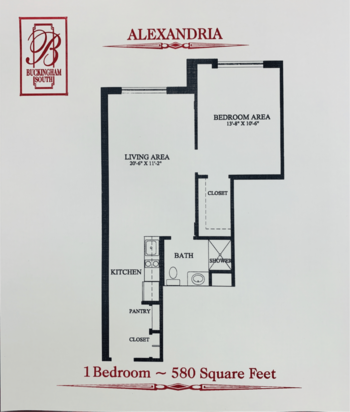 Floorplan of Buckingham South, Assisted Living, Savannah, GA 1