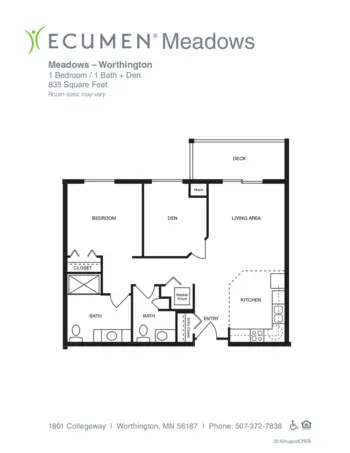 Floorplan of Ecumen Meadows, Assisted Living, Memory Care, Worthington, MN 4