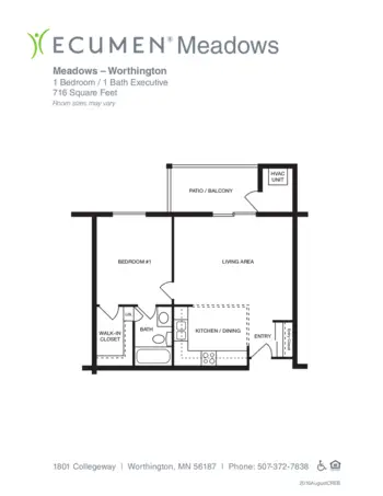 Floorplan of Ecumen Meadows, Assisted Living, Memory Care, Worthington, MN 5