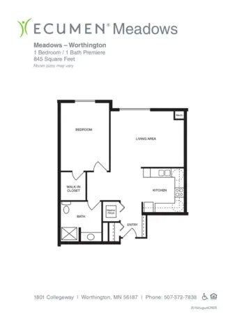 Floorplan of Ecumen Meadows, Assisted Living, Memory Care, Worthington, MN 7