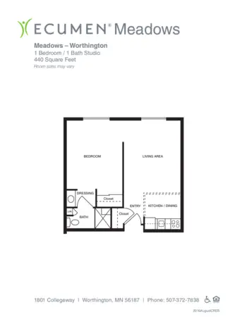 Floorplan of Ecumen Meadows, Assisted Living, Memory Care, Worthington, MN 8