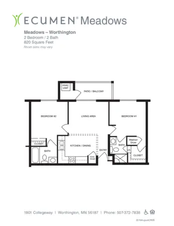 Floorplan of Ecumen Meadows, Assisted Living, Memory Care, Worthington, MN 9