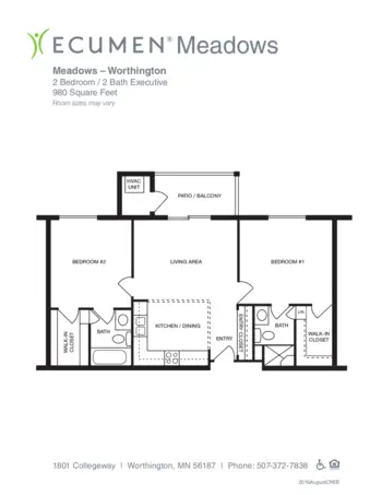 Floorplan of Ecumen Meadows, Assisted Living, Memory Care, Worthington, MN 11