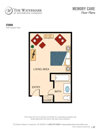 Floorplan of The Watermark at Rosewood Gardens, Assisted Living, Livermore, CA 3
