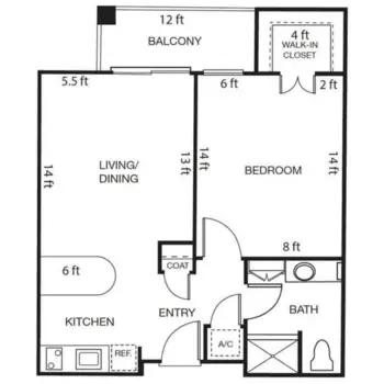 Floorplan of The Windham, Assisted Living, Fresno, CA 1