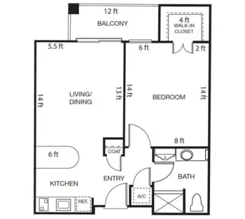 Floorplan of The Windham, Assisted Living, Fresno, CA 2