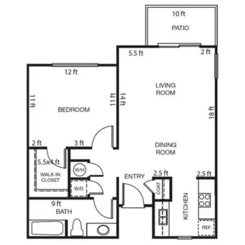 Floorplan of The Windham, Assisted Living, Fresno, CA 3