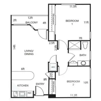 Floorplan of The Windham, Assisted Living, Fresno, CA 5