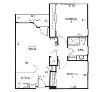 Floorplan of The Windham, Assisted Living, Fresno, CA 6