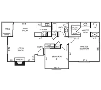 Floorplan of The Windham, Assisted Living, Fresno, CA 10