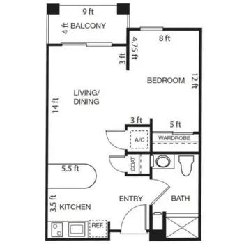 Floorplan of The Windham, Assisted Living, Fresno, CA 11