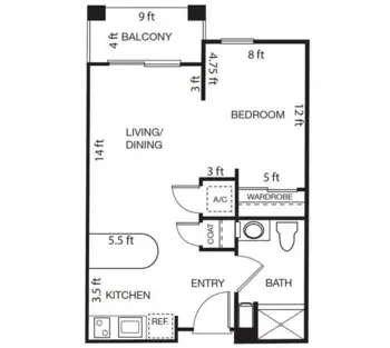 Floorplan of The Windham, Assisted Living, Fresno, CA 12
