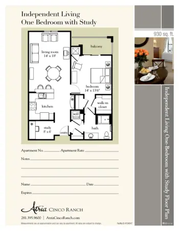 Floorplan of Atria Cinco Ranch, Assisted Living, Katy, TX 3