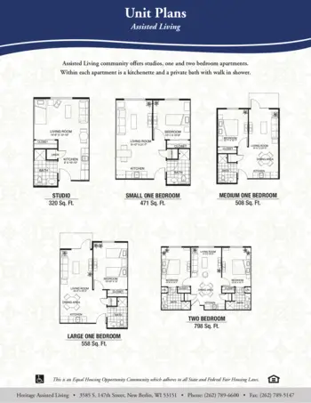 Floorplan of Heritage New Berlin, Assisted Living, Memory Care, New Berlin, WI 1