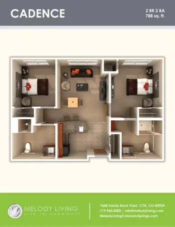 Floorplan of Melody Living, Assisted Living, Colorado Springs, CO 2