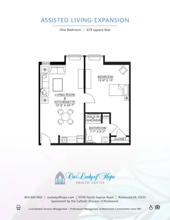 Floorplan of Our Lady of Hope Health Center, Assisted Living, Memory Care, Richmond, VA 2
