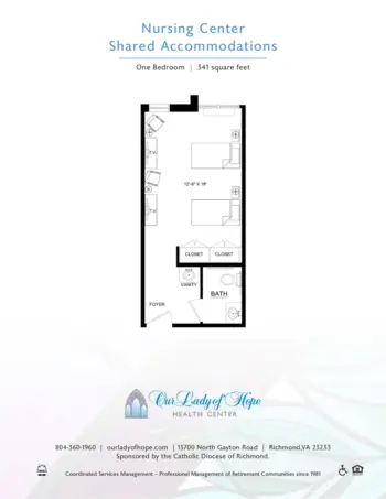 Floorplan of Our Lady of Hope Health Center, Assisted Living, Memory Care, Richmond, VA 9