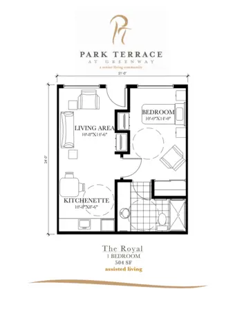 Floorplan of Park Terrace at Greenway, Assisted Living, Phoenix, AZ 1