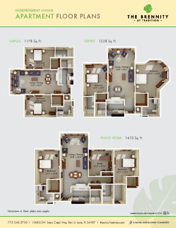 Floorplan of The Brennity at Tradition, Assisted Living, Port St Lucie, FL 10