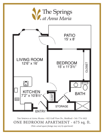 Floorplan of The Springs at Anna Maria, Assisted Living, Medford, OR 1